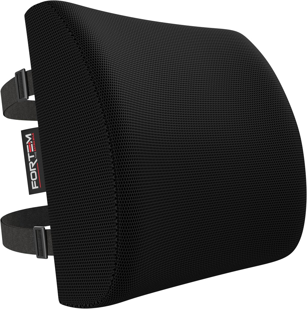 Lumbar Support Cushion, Back Support for Office Chair and Car Seat, Back Rest for Gaming Chair, Memory Foam Pillow, Desk Chair Cushion, Breathable & Washable Cover, Adjustable Straps