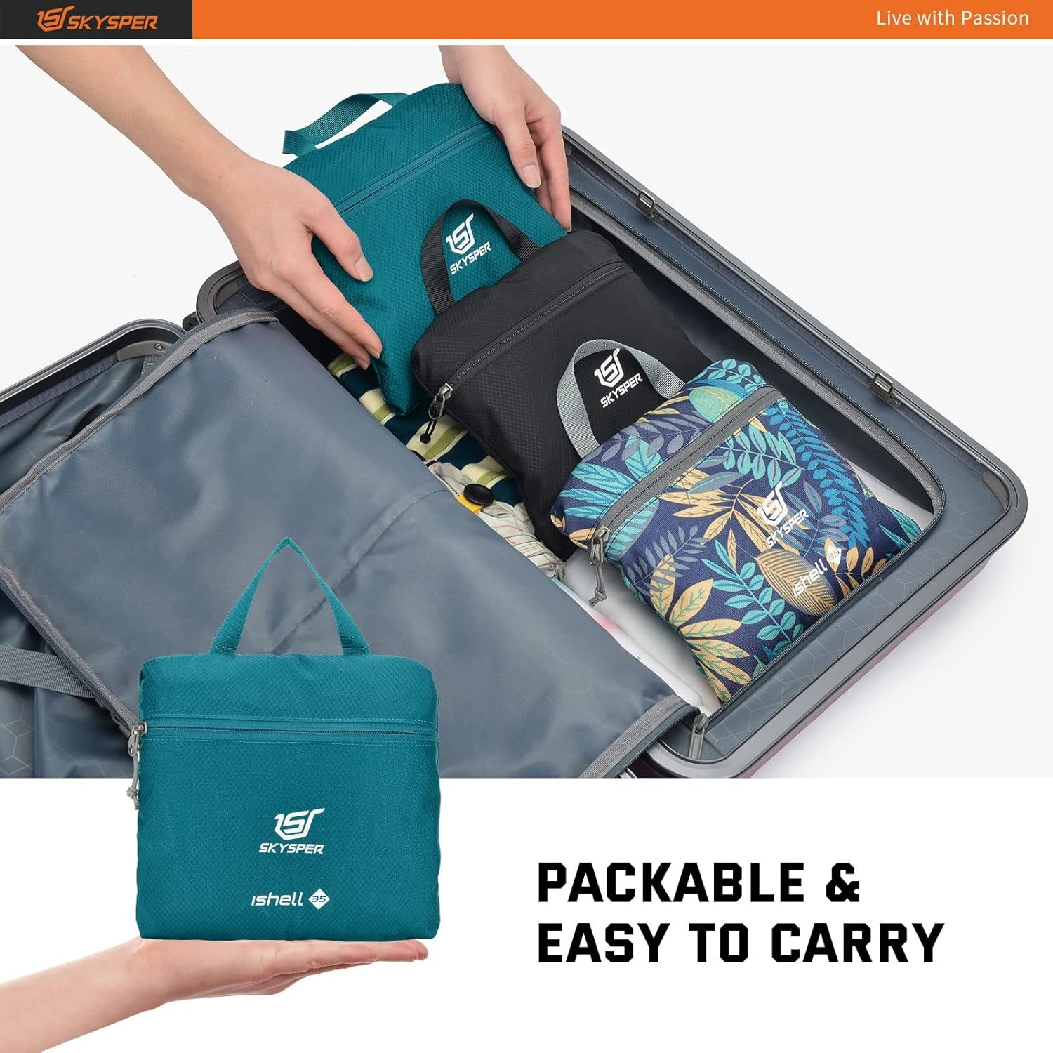 Packable Hiking Backpack 35L Lightweight Travel Daypack Waterproof Hiking Daypack for Women Men