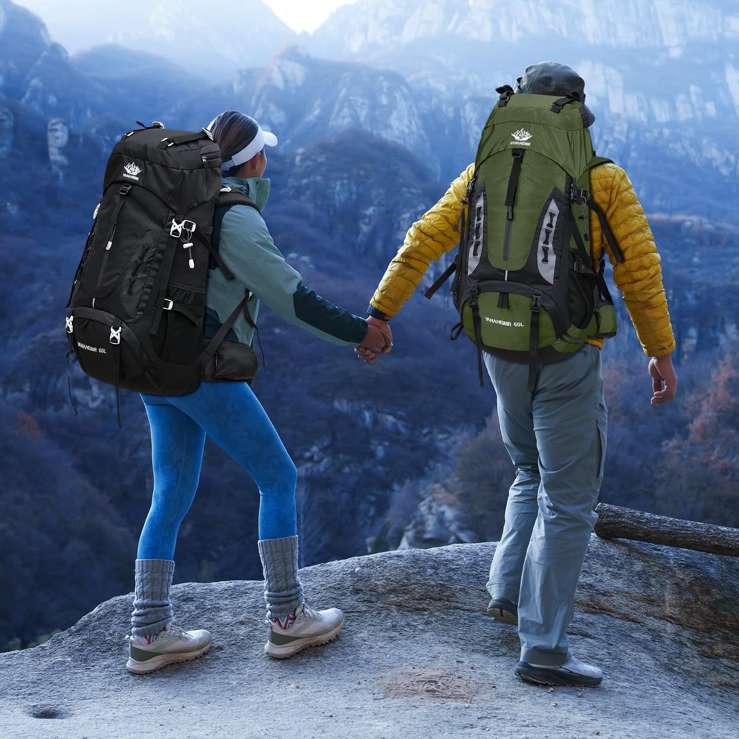 60L Hiking Backpack Men Camping Backpack with Rain Cover Lightweight Backpacking Backpack Travel Backpack (Army Green)