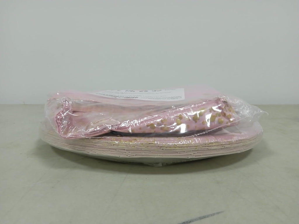 Miss Onederful Birthday Decorations - Pink Gold Plates, Napkins, Tablecloth, First Tableware for Baby Shower 1St Girls Decorations, Serve 20 Guests, JY-26
