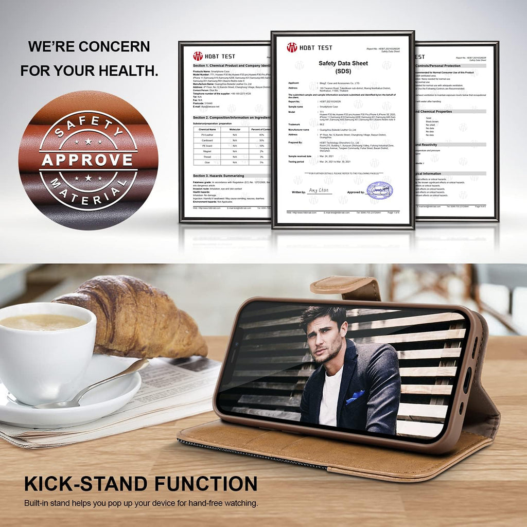 Case for Huawei P20 Pro Case, Flip Case Compatible with Huawei P20 Pro, Wallet Case Cover [Canvas Faux Leather] with Credit Card Holders, Kick Stand, Magnetic Strap Closure, Black