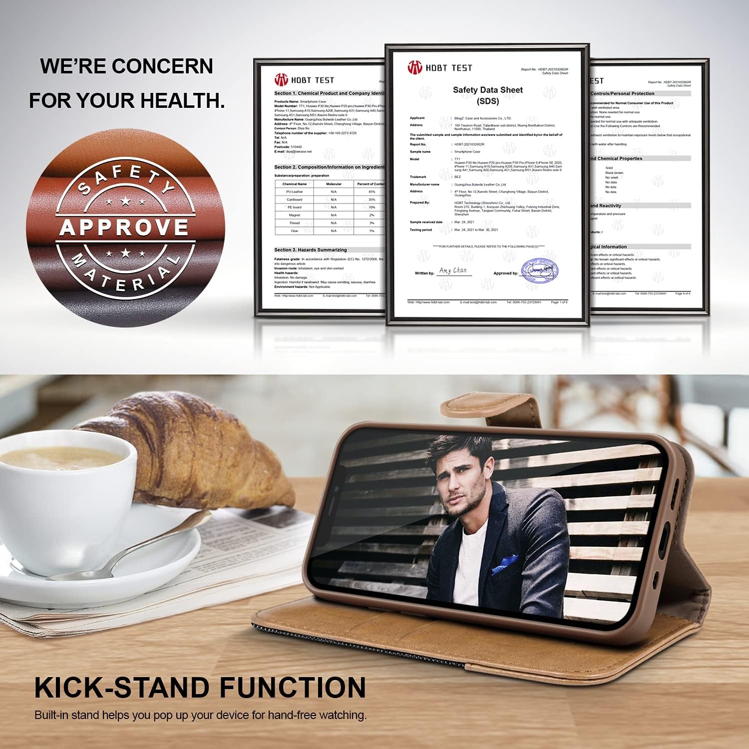 Case for Huawei P20 Pro Case, Flip Case Compatible with Huawei P20 Pro, Wallet Case Cover [Canvas Faux Leather] with Credit Card Holders, Kick Stand, Magnetic Strap Closure, Black