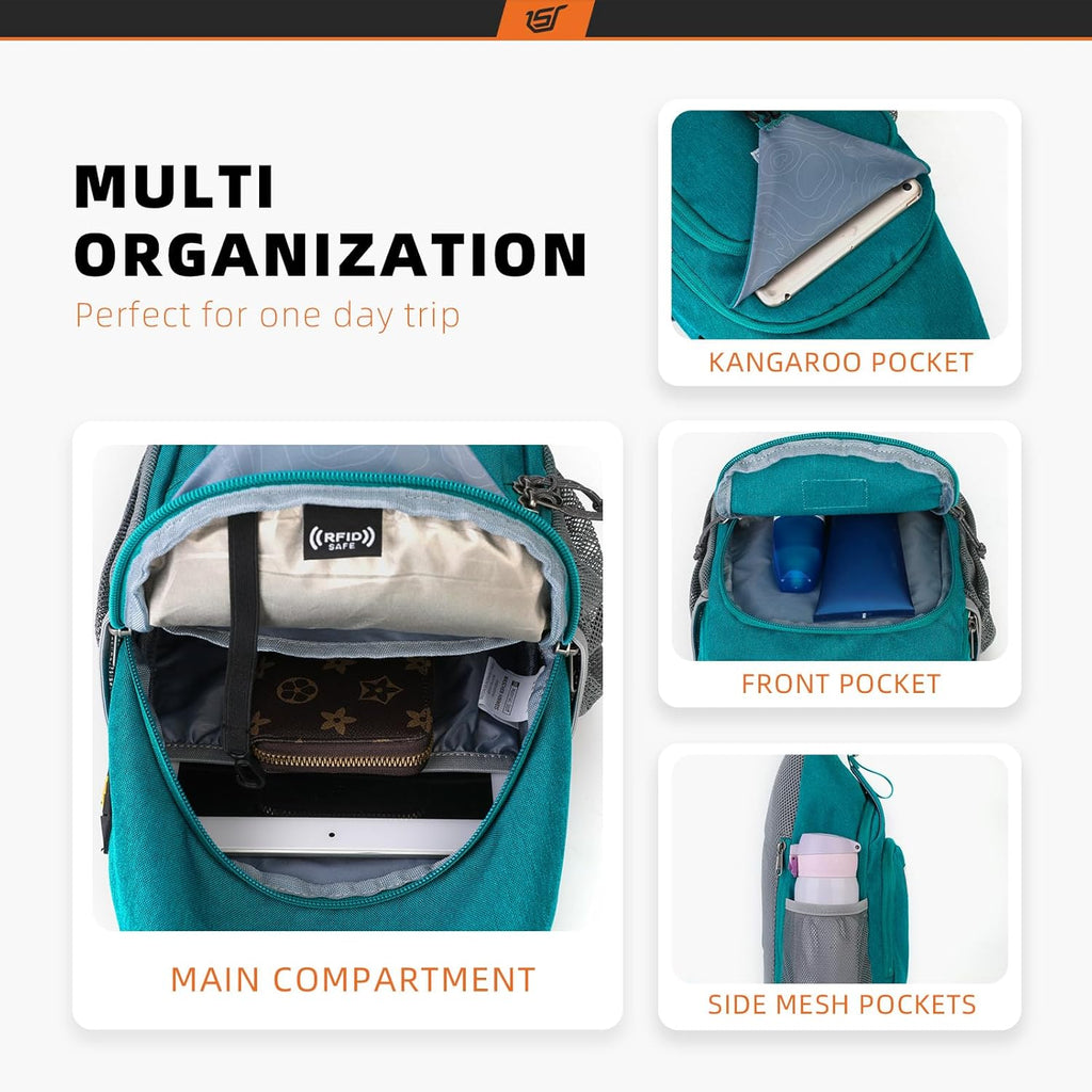 Sling Bag RFID Crossbody Sling Backpack Cross Body Shoulder Bag Travel Hiking Daypack for Women Men