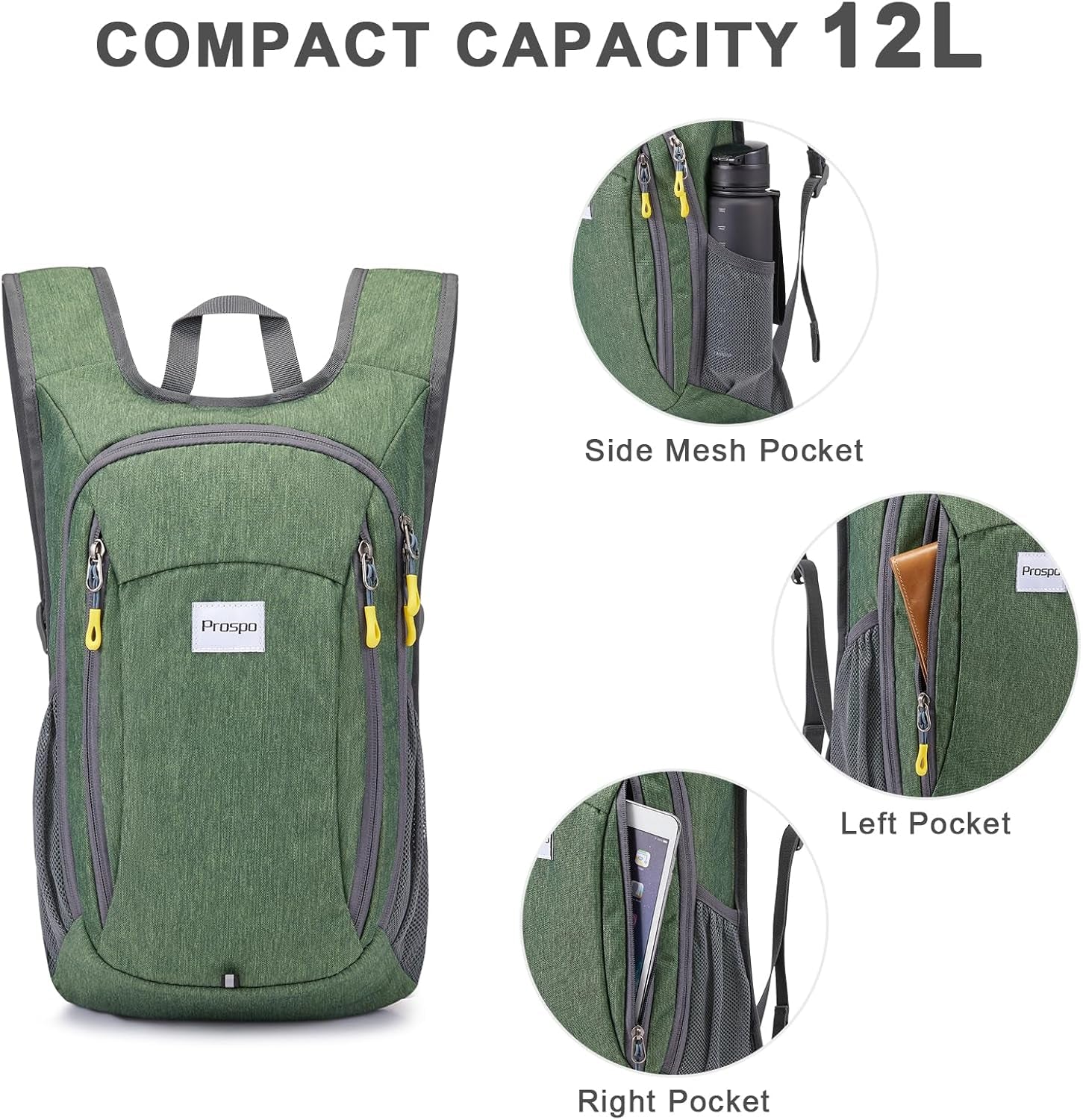 12L Hiking Backpack Small Lightweight Travel Backpack for Women Men Casual Foldable Shoulder Bag