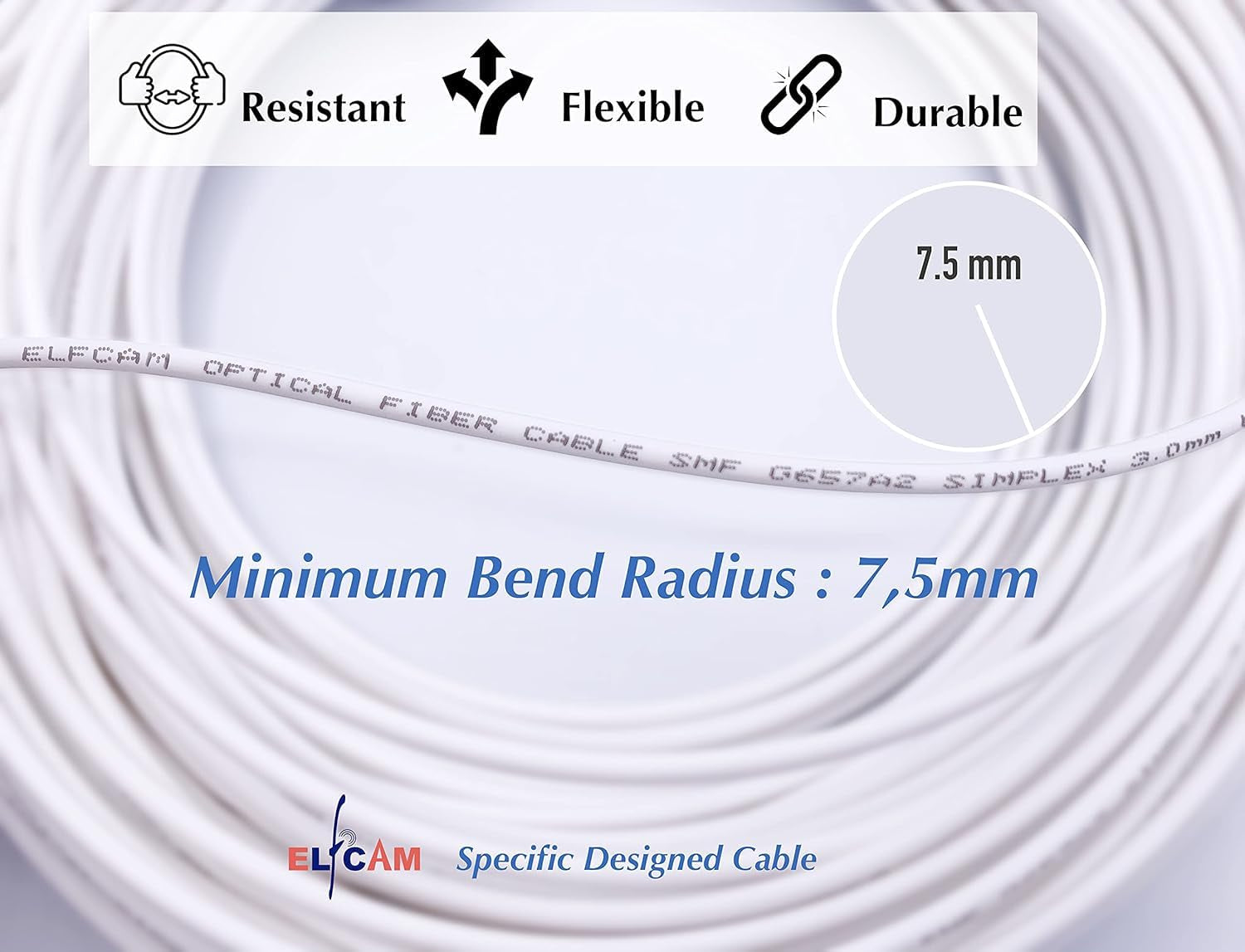 Fiber Optic Cable LC/APC to SC/UPC OS2 Simplex Singlemode LSZH, White (2M)