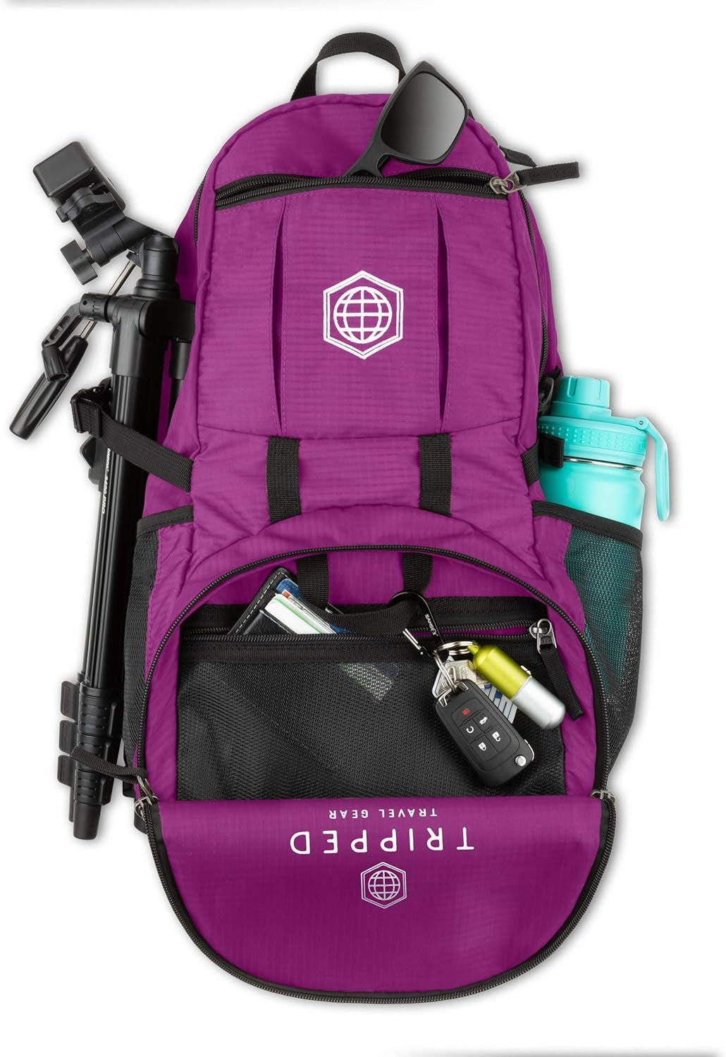 Traveling Backpack- Foldable Collapsible Lightweight Backpack for Travel (Leila Purple) 35 Liters