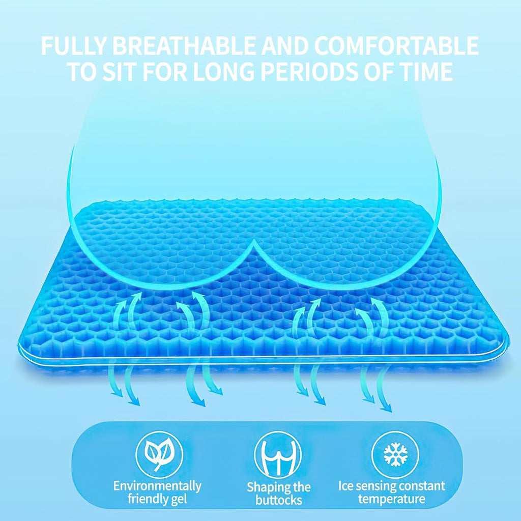 Soft Sitter, TPE Cooling Gel Silicone Seat Cushion, Honeycomb Structure, Durable, Breathable, Gel Seat Cushion for Home Office and Car Chair