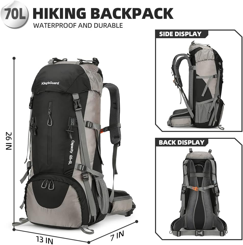 70L Hiking Backpack with Rain Cover Lightweight Travel Backpack Waterproof Camping Backpack