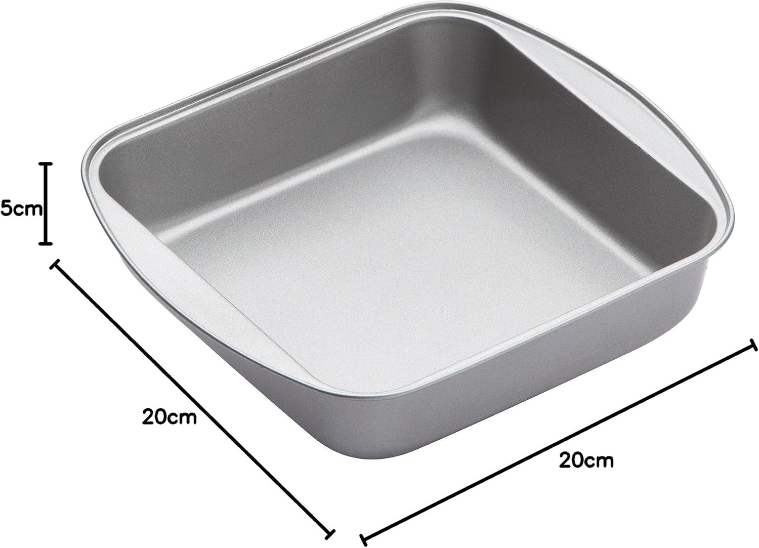 Non-Stick Square Baking / Roasting Tin, 24.5 X 22 X 4.5 Cm (9.5" X 8.5" X 2"), Silver