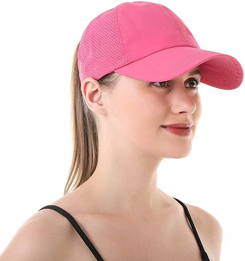 Womens Criss Cross Ponytail Baseball Cap,High Messy Bun Ponycap Quick Drying Mesh Outdoor Sports Hat with Ponytail Hole Adjustable Travel Summer Hat
