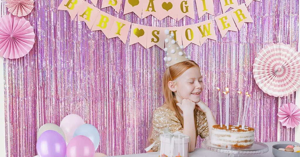 Pink Foil Fringe Curtain Backdrop, Sparkle Tinsel Metallic Curtains for Girls Birthday Party Wedding Photo Backdrop Christmas Hen Disco Party Decorations (2Pack, 1X2.5M)