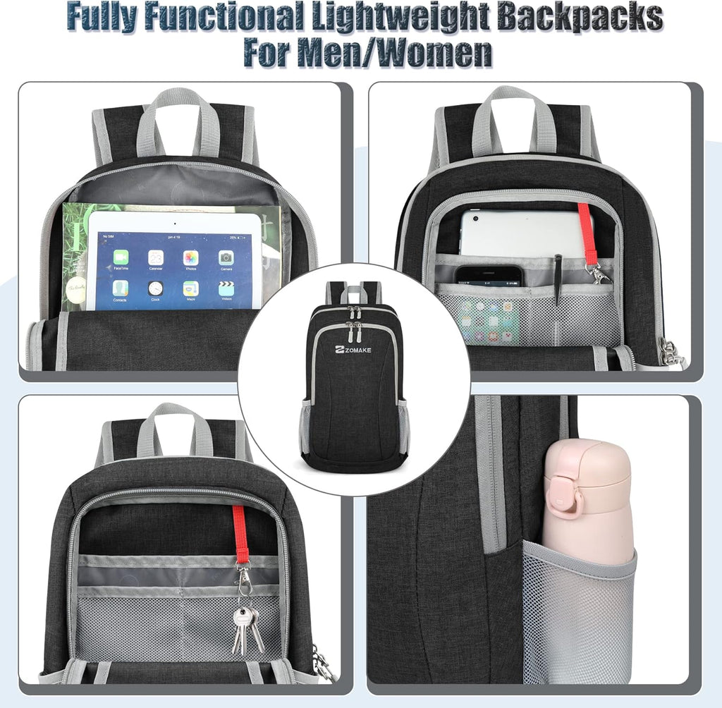 10L Ultra Lightweight Backpack:10L Hiking Backpacks - Small Light Weight Back Pack Outdoor Hiking Day Pack for Women Men (Black)