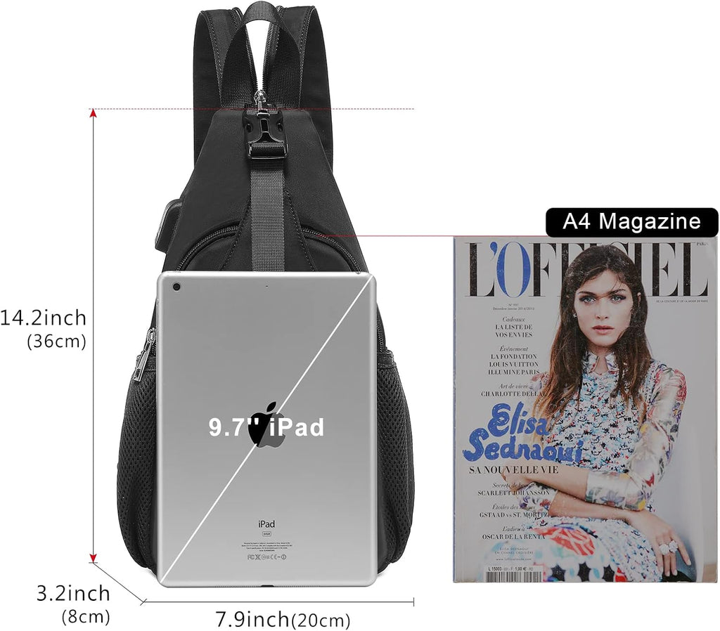 Sling Bag for Women Casual Daypack Nylon Crossbody Sling Backpack Travel Shoulder Bag Hiking Daypack