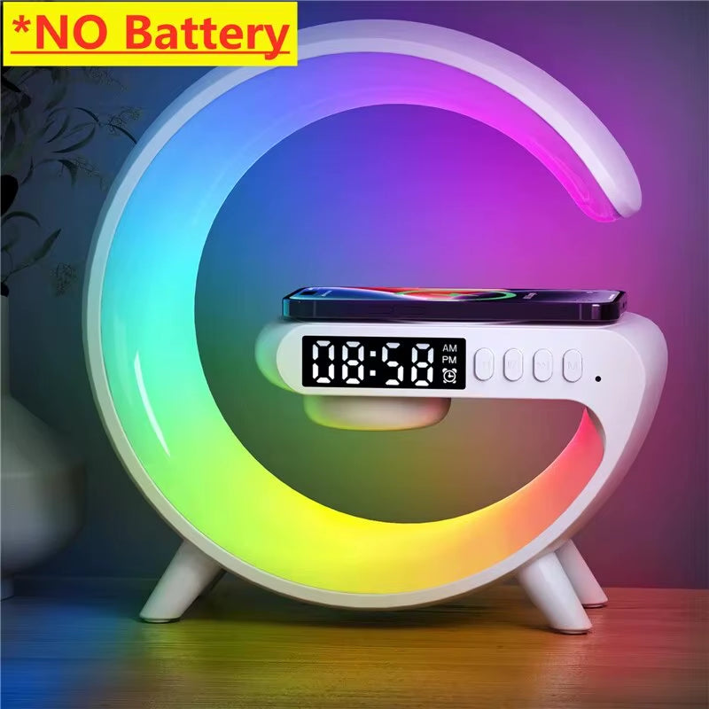 Wireless Charger Pad Stand Lautsprecher Tf-Karte RGB Nachtlicht Lampe Wecker Schnell Ladestation Dock Für Iphone Samsung Xiaomi