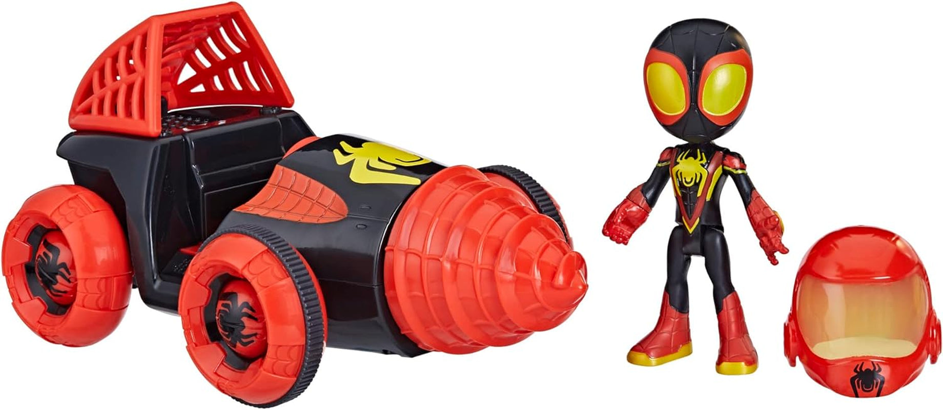 Marvel  Web-Spinners Miles with Drill Spinner, Car Playset with Vehicle, 4-Inch Scale Action Figure and Accessory, Toy Cars for Kids 3 and Up