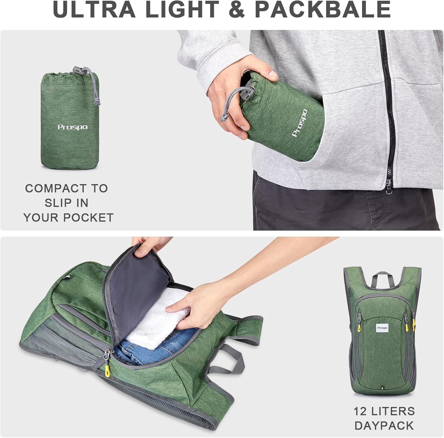 12L Hiking Backpack Small Lightweight Travel Backpack for Women Men Casual Foldable Shoulder Bag