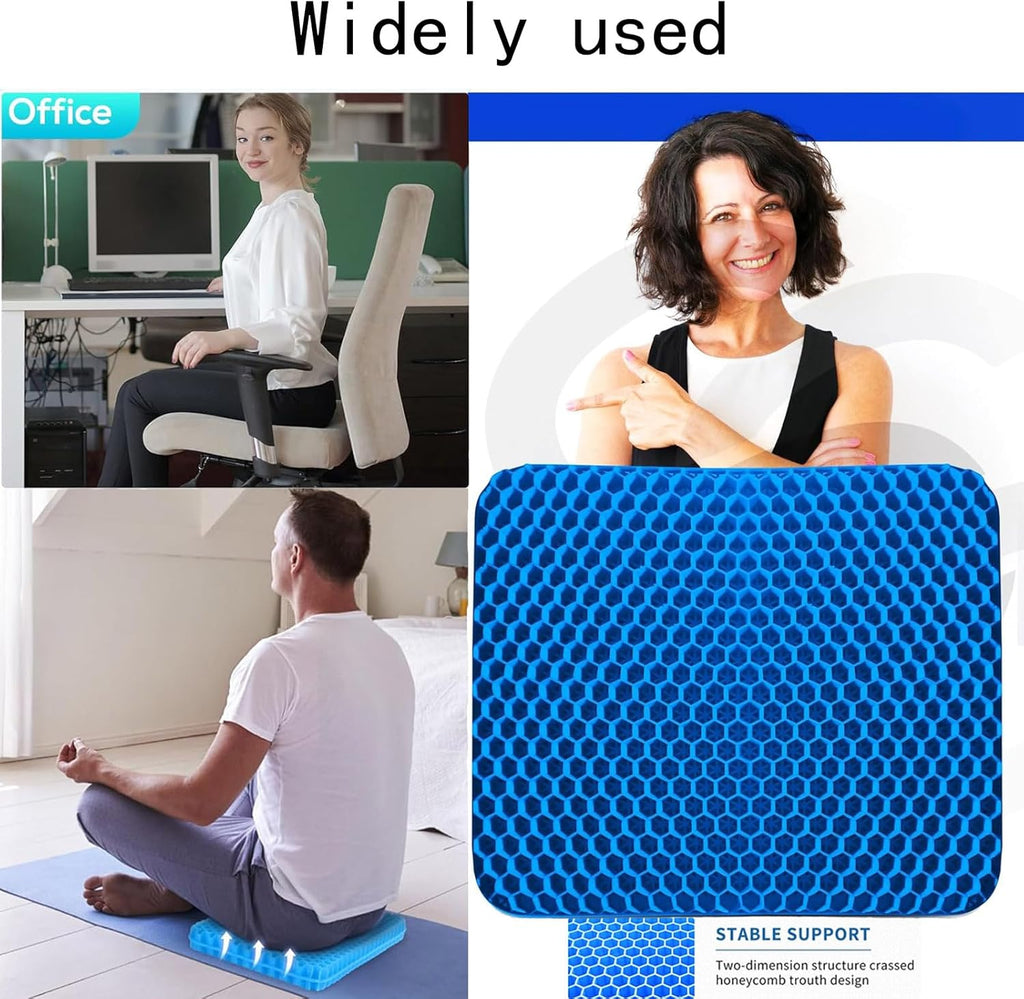 Soft Sitter Cushion, 2025 Cooling Seat Cushion Thick Big Breathable Honeycomb Design Non-Slip Pillow Back Support Cushion, Double Thick Gel Cushion for Car Office Home Wheelchair & Chair Pressure Reli