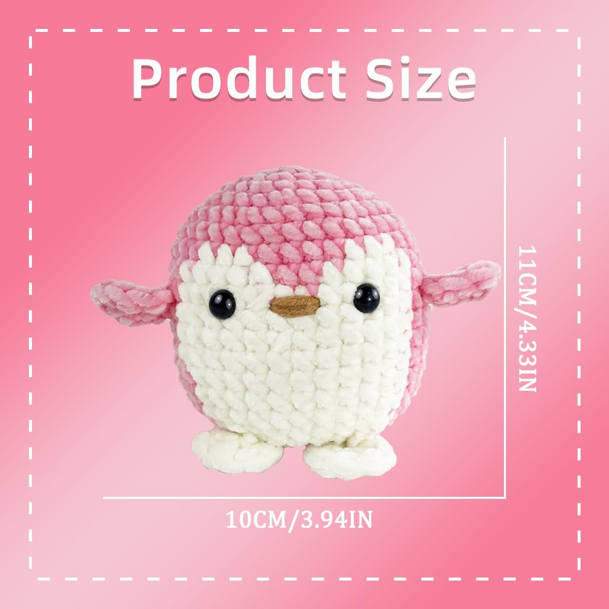 Crochet Kit for Beginners Adults - Knitting Kit with Step-By-Step Video Tutorial - Perfect for New Craft Lovers - Creative DIY Handicraft Gift for Kids Women Men - Pink Penguin