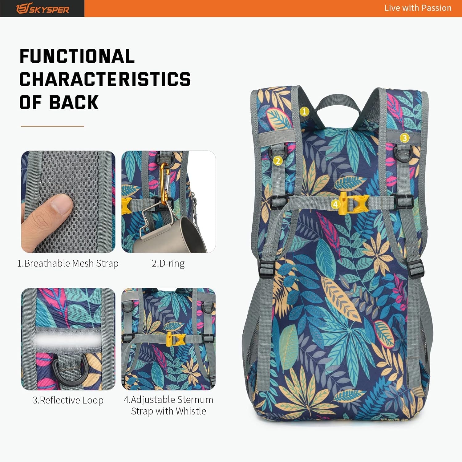 Packable Hiking Backpack 35L Lightweight Travel Daypack Waterproof Hiking Daypack for Women Men