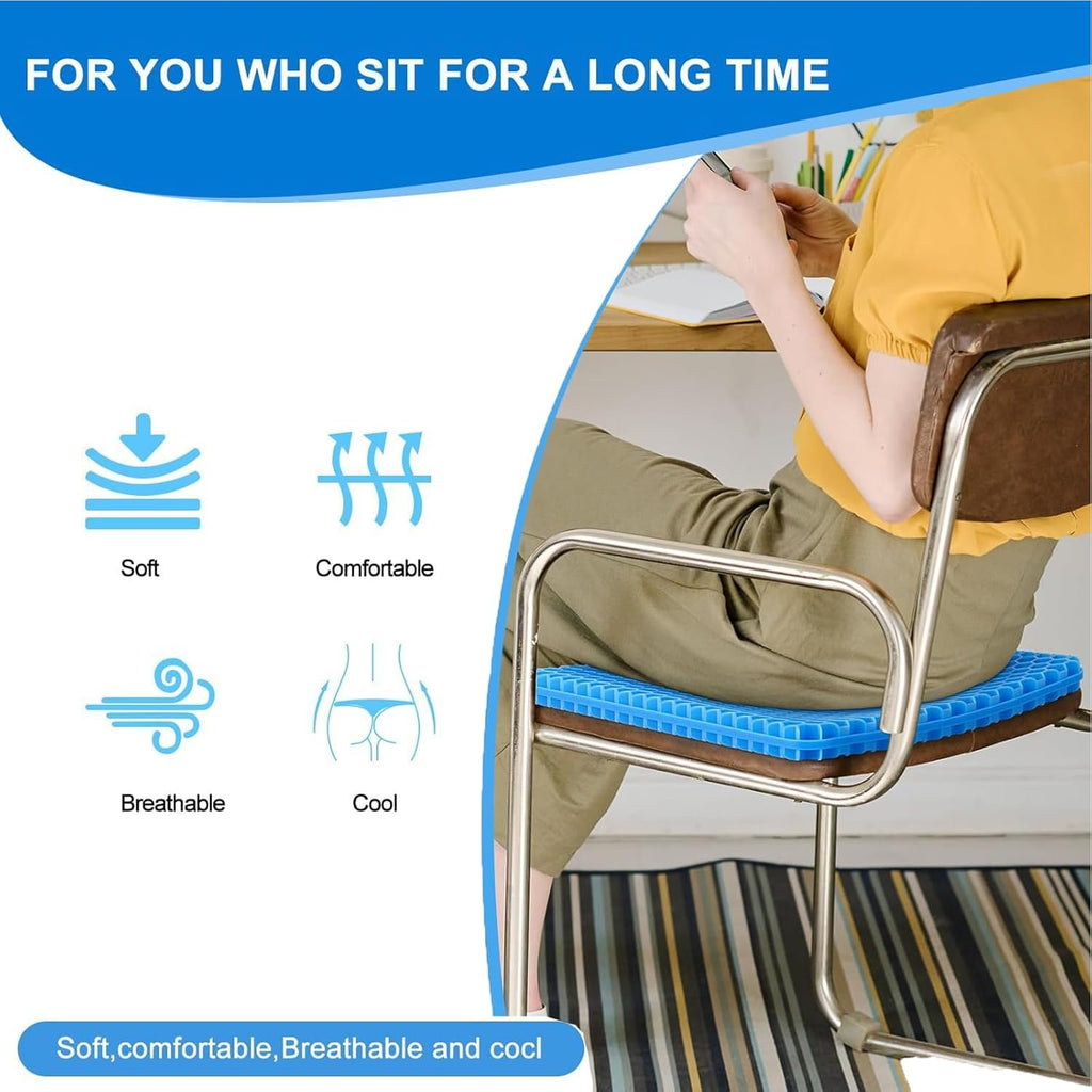 Honeycomb Cushion, Gel Pads, Breathable Honeycomb Design Absorbs Pressure Points, Gel Cushion for Office Chair, Soft & Breathable, for Cars, Wheelchair Cushions 30X25Cm