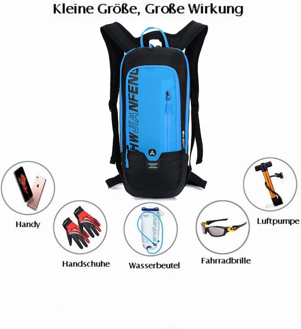Cycling Backpack, 10L Bicycle Backpack Waterproof Breathable Bag for Outdoor Travel Hiking Climbing Biking Running Skiing (Blue)