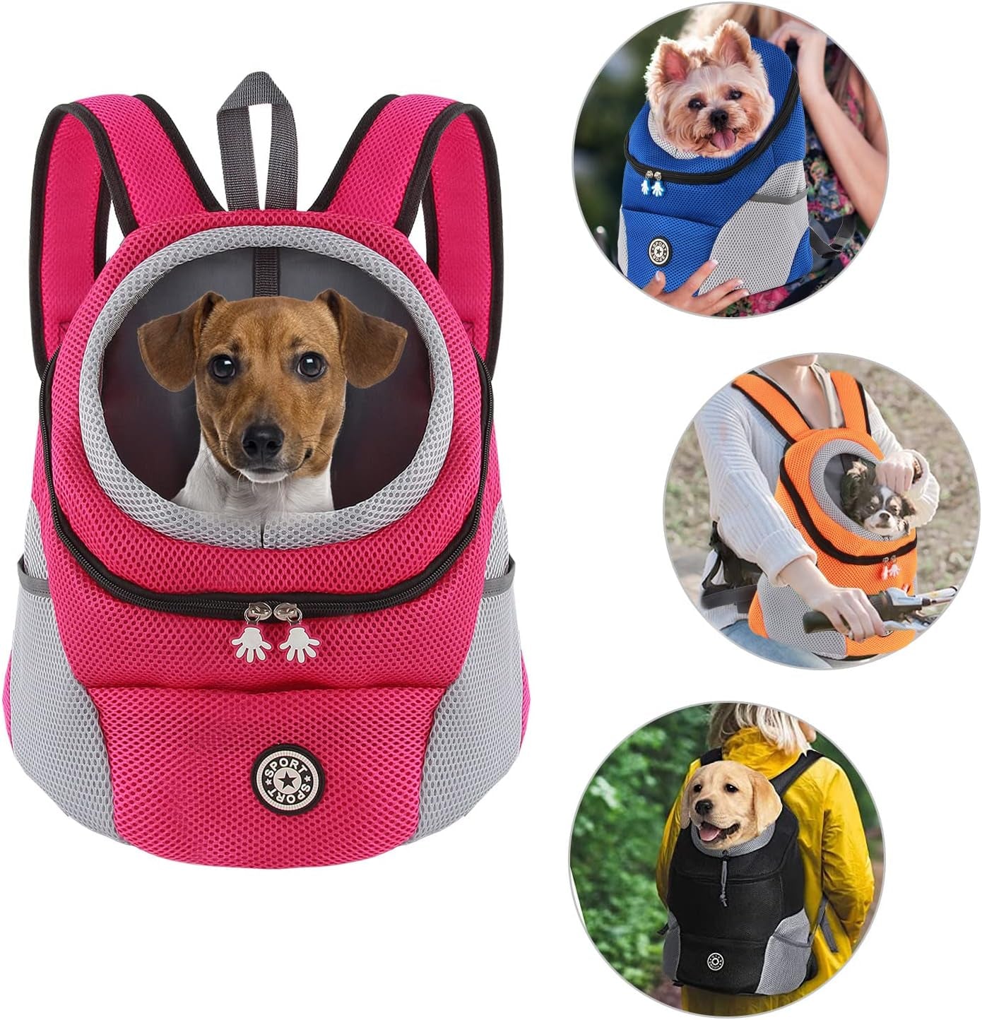 Dog Carrier Backpack Small Pet Travel Bag Puppy Pet Front Pack with Breathable Head-Out Design and Waterproof Bottom Airline Approved for Outdoor Hiking Travel (S, Rosered)