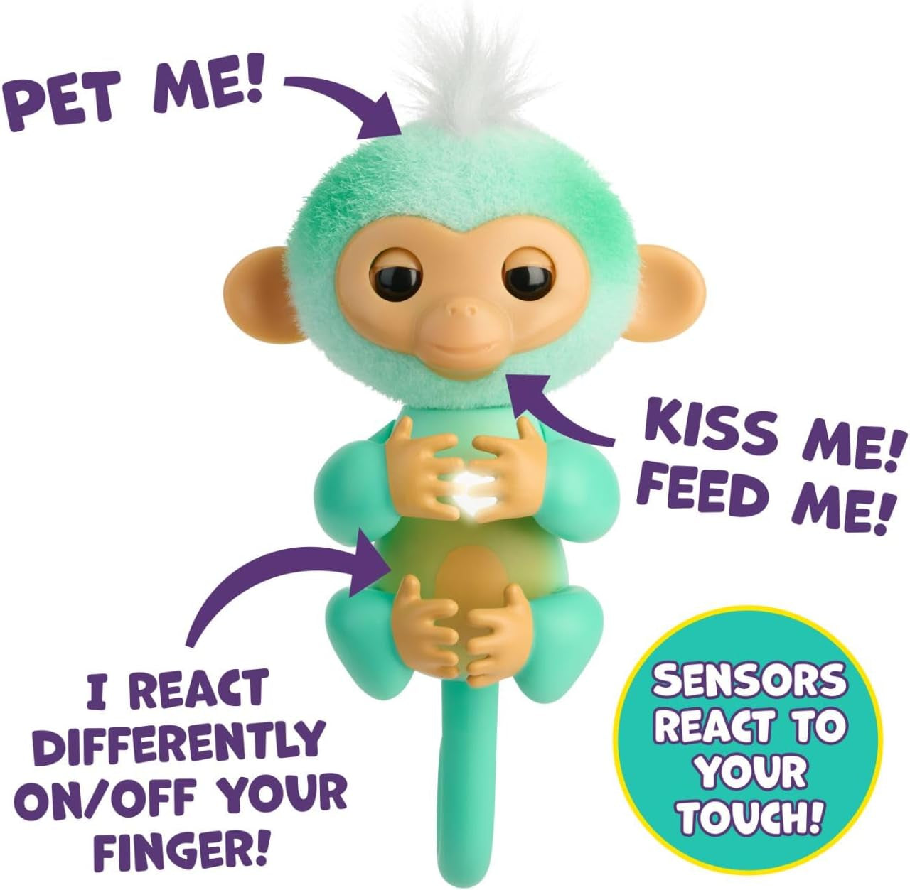 2023 NEW Interactive Baby Monkey Reacts to Touch – 70+ Sounds & Reactions – Ava , Teal