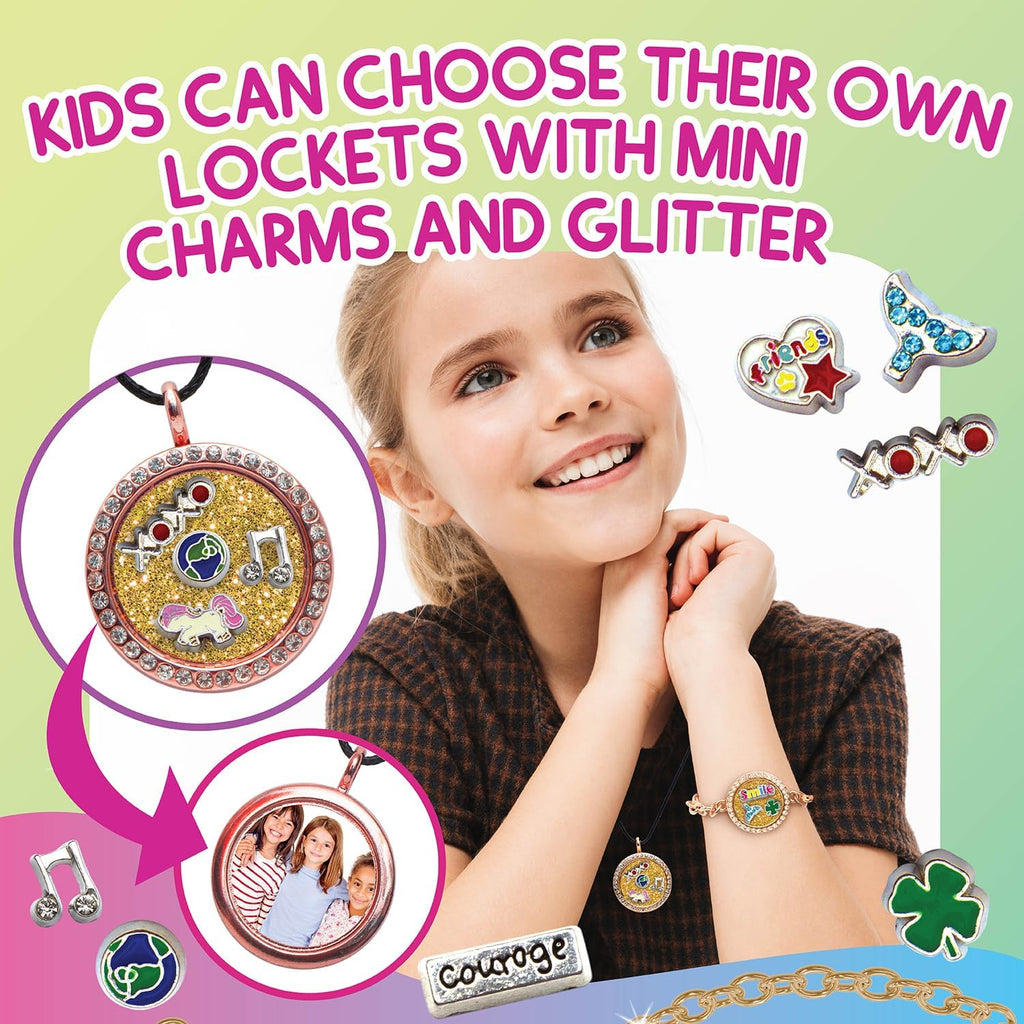 Charmwow Jewelry Making Kit for Girls 8-12 - 9 Year Old Girl Gifts Idea, Birthday Gifts for Girls & Tweens - Necklace & Bracelet Set with Lockets & Mini Charms
