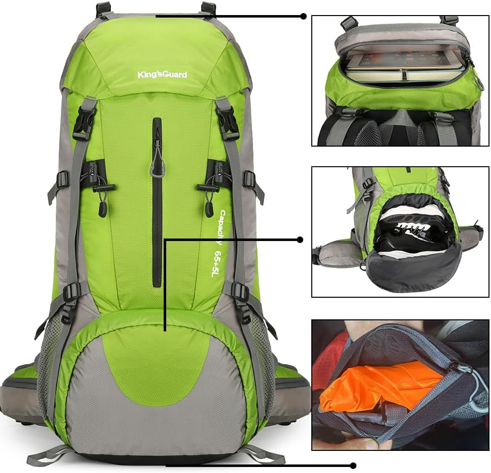 70L Hiking Backpack with Rain Cover Lightweight Travel Backpack Waterproof Camping Backpack