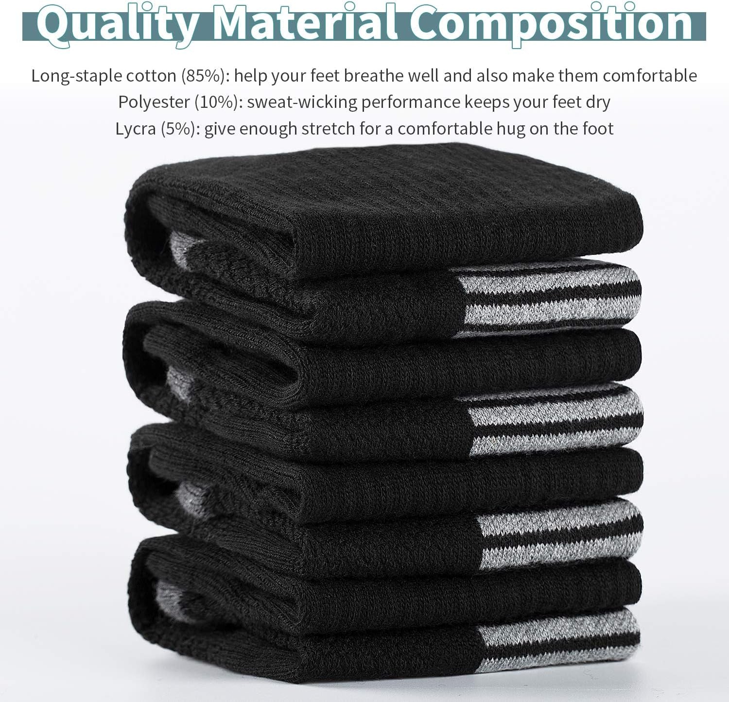 Sports Socks Thick Cushion Walking Thermal Crew Athletic Socks for Outdoor Work Hiking Trainer (6 Pairs)