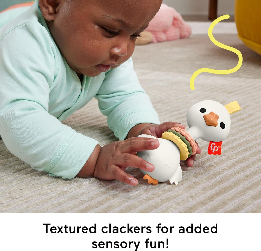 Newborn Toy Clack & Quack Goose, Animal Themed Baby Rattle for Developmental Play Infants Ages 3+ Months