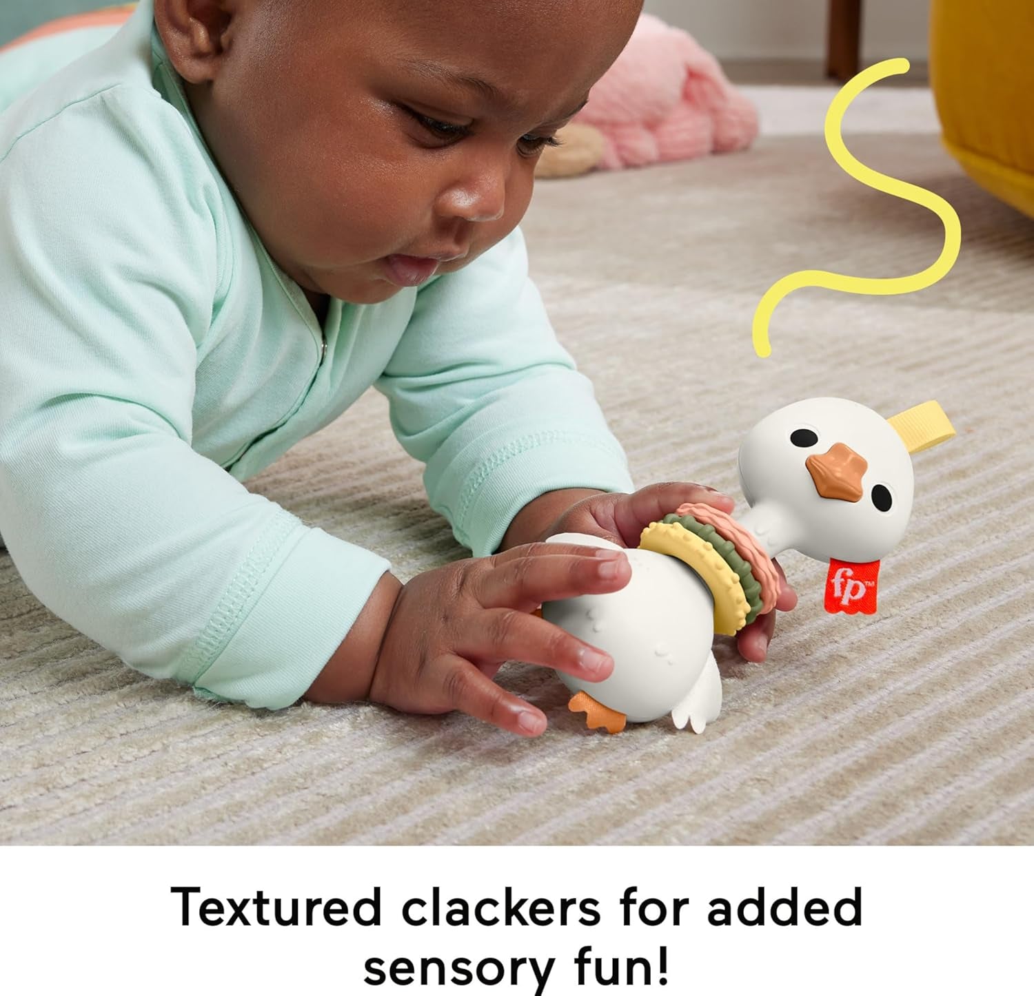 Newborn Toy Clack & Quack Goose, Animal Themed Baby Rattle for Developmental Play Infants Ages 3+ Months