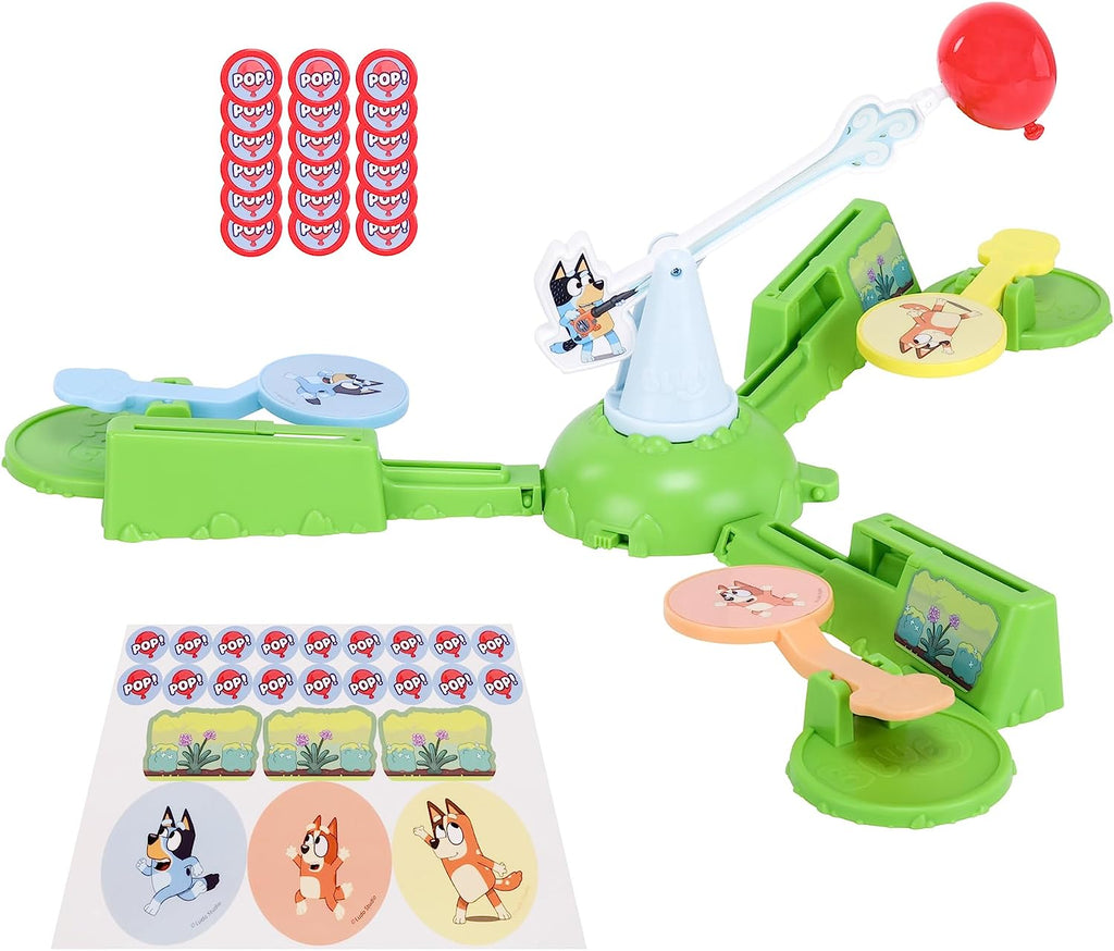 Keepy Uppy Game. Help, Bingo, and Chilli Keep the Motorized Balloon in the Air with the Character Paddles for 2-3 Players. Ages 4+