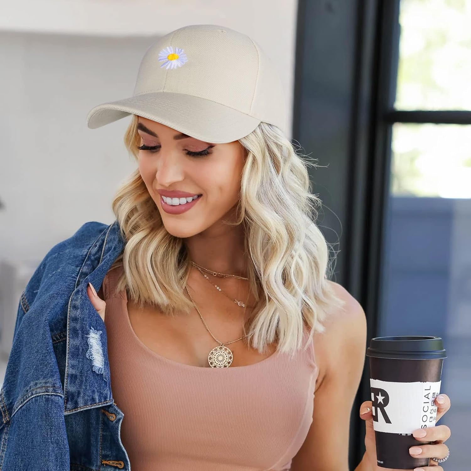 Ladies Baseball Caps - Baseball Cap for Women, Daisy Adjustable Ladies Baseball Caps for Womens Casual Summer Outdoor Sports Dad Peaked Sun Cap UK