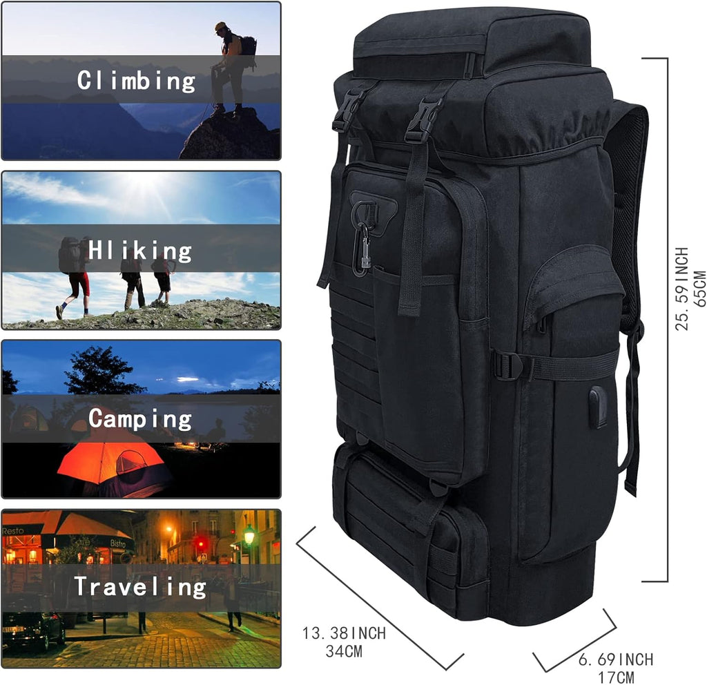 80L 100 Liters Camping Hiking Military Tactical Backpack,Water Resistant Large Travel Daypacks Outdoor MOLLE Rucksack