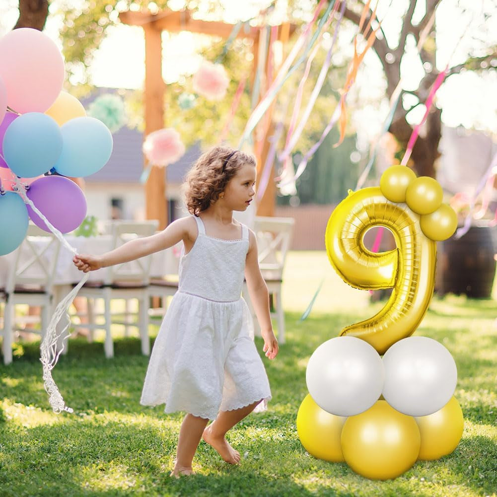 40-Inch Number 16 Helium Balloons, Foil Large Numbers for Birthday, Wedding Party Decorations Celebration Supplies (Gold)