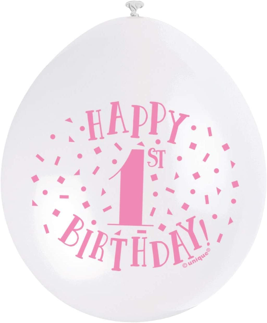 Happy 1St Birthday White & Pink Latex Balloons (22Cm) Pack of 10 - Festive & Fun Party Decorations