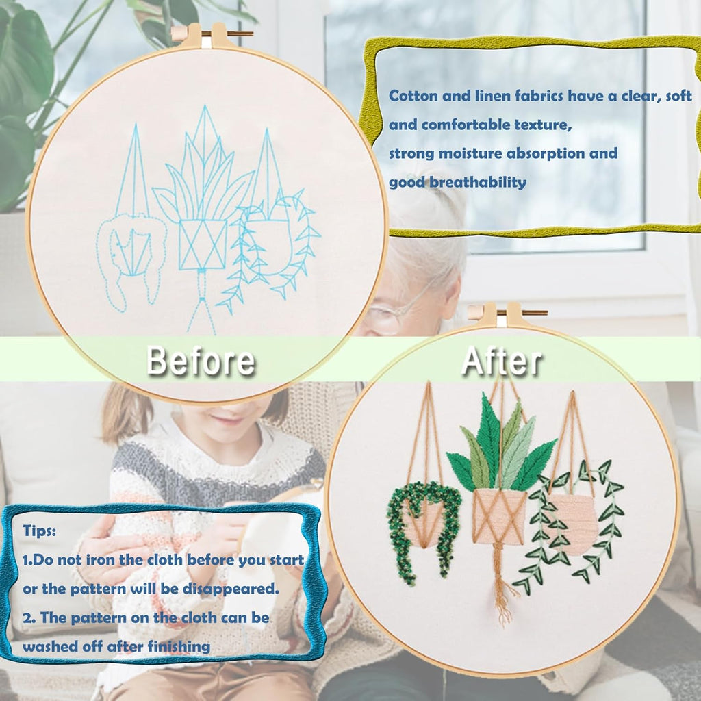 Full Range Embroidery Starter Kit, Embroidery Kit for Beginners ,Cross Stitch Kit Includes DIY Cross Stitch Stamped Embroidery Kit for Adults Beginner Starter,Cross Stitch Kits for Adults Beginners.