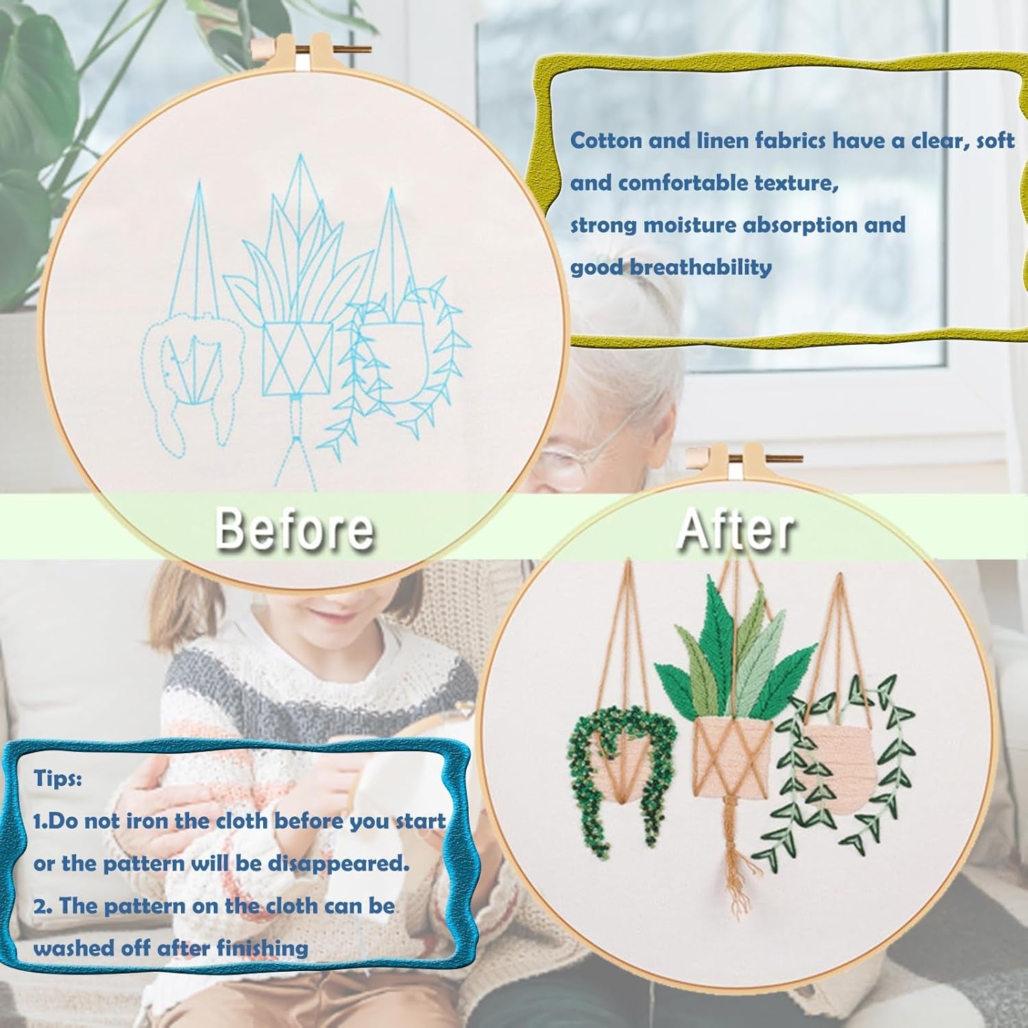 Full Range Embroidery Starter Kit, Embroidery Kit for Beginners ,Cross Stitch Kit Includes DIY Cross Stitch Stamped Embroidery Kit for Adults Beginner Starter,Cross Stitch Kits for Adults Beginners.