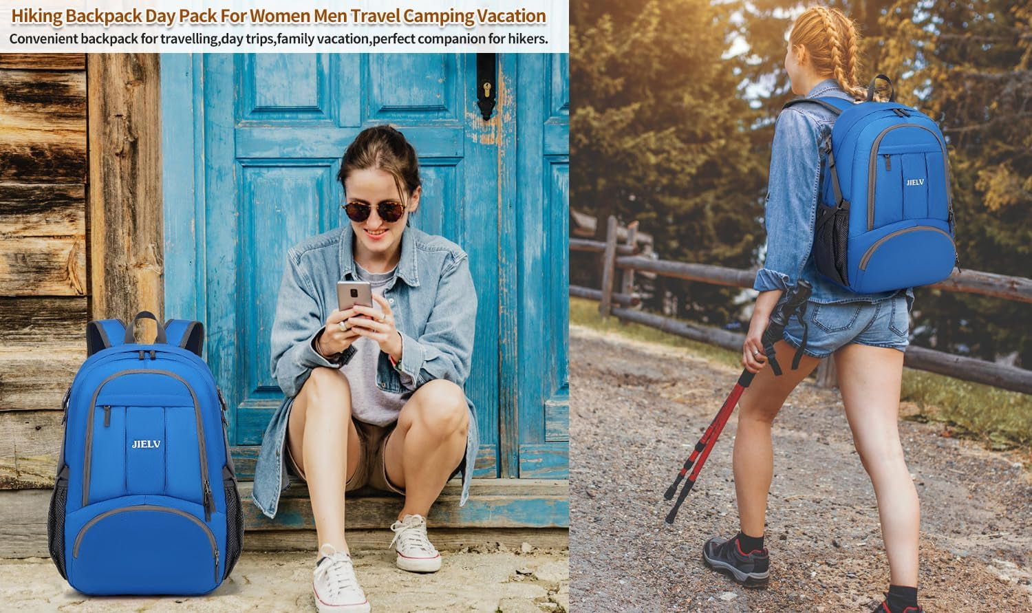 30L Lightweight Packable Backpack Small Foldable Hiking Backpack Waterproof Daypack Travel Camping Outdoor for Women Men Valentines Day Gifts(Lgiht Blue)