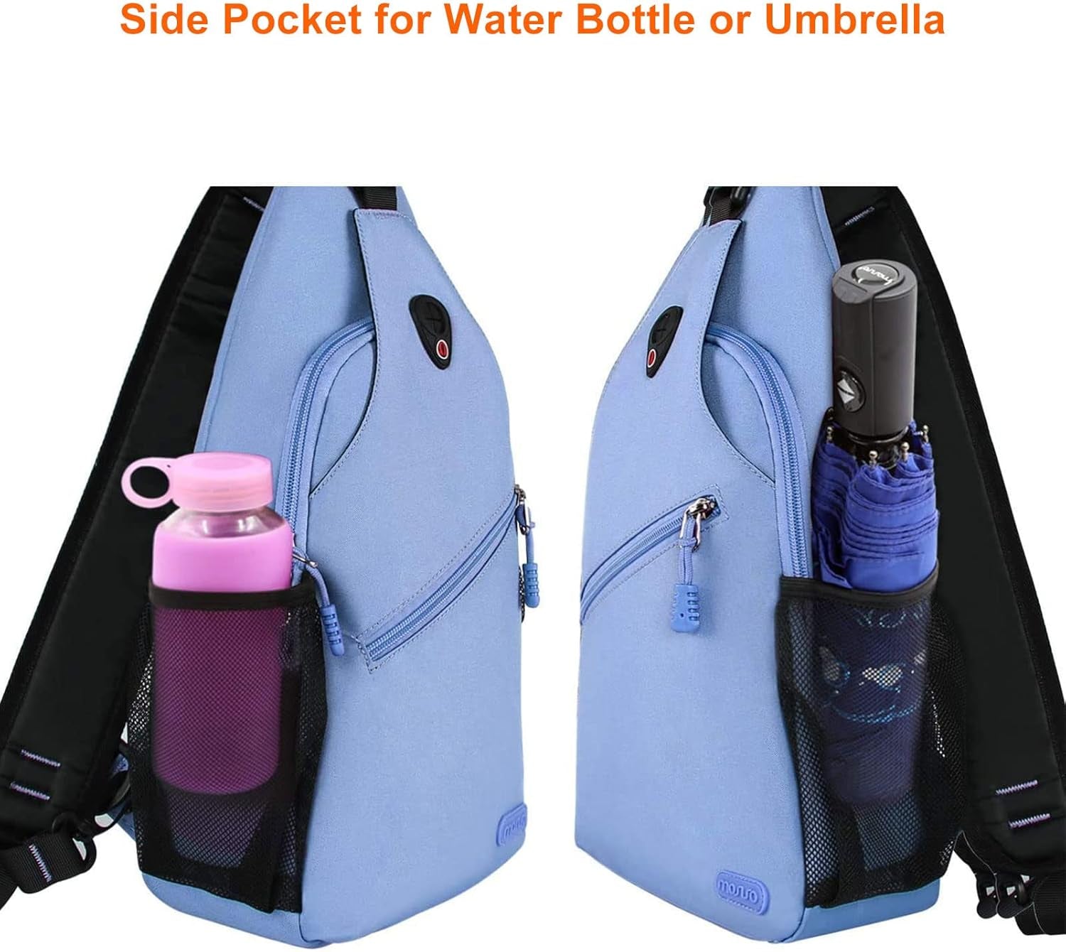 Rope Sling Backpack (Up to 13 Inch), Multipurpose Crossbody Chest One Shoulder Outdoor Travel Hiking Daypack, Airy Blue