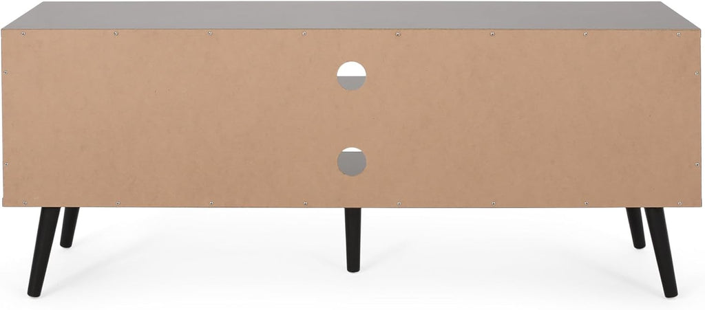 Lena TV Stand with 2 Doors and 2 Shelves, Black, White