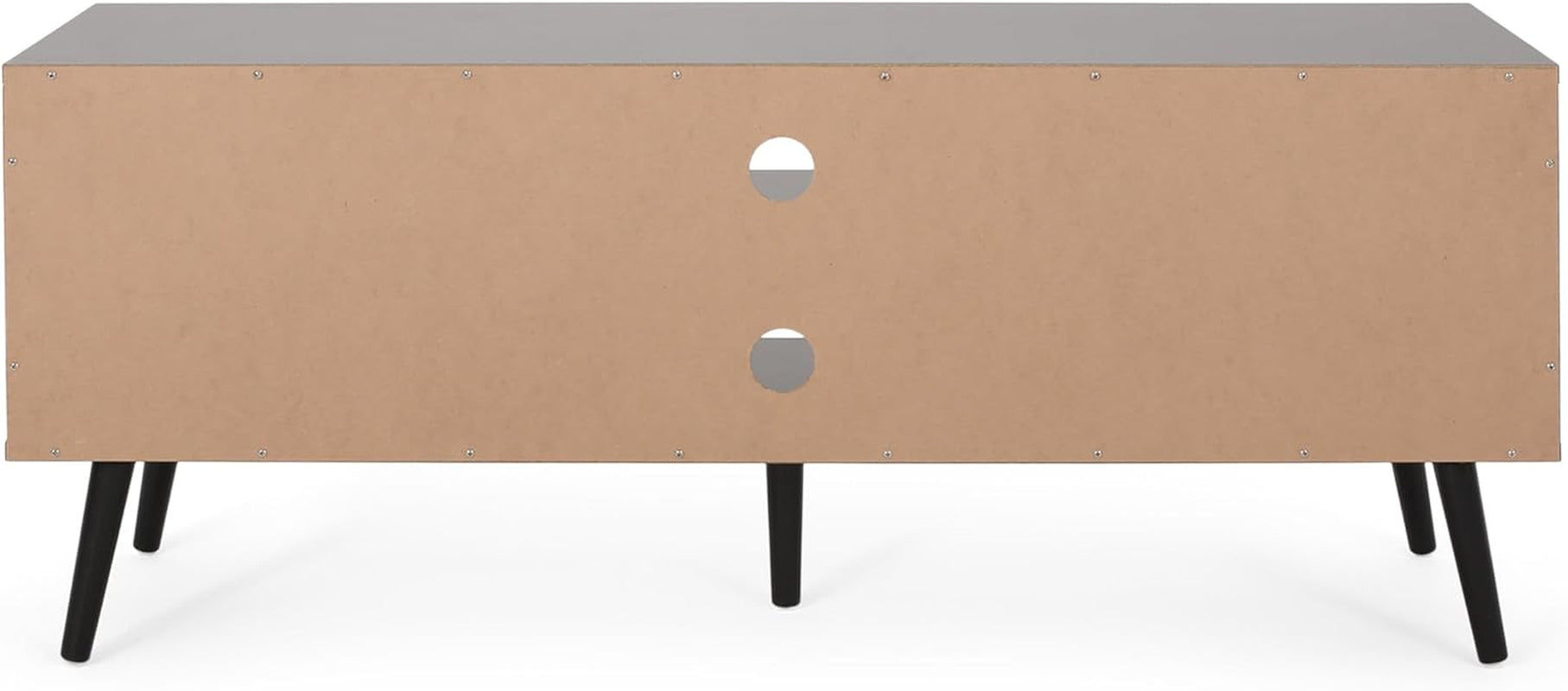 Lena TV Stand with 2 Doors and 2 Shelves, Black, White