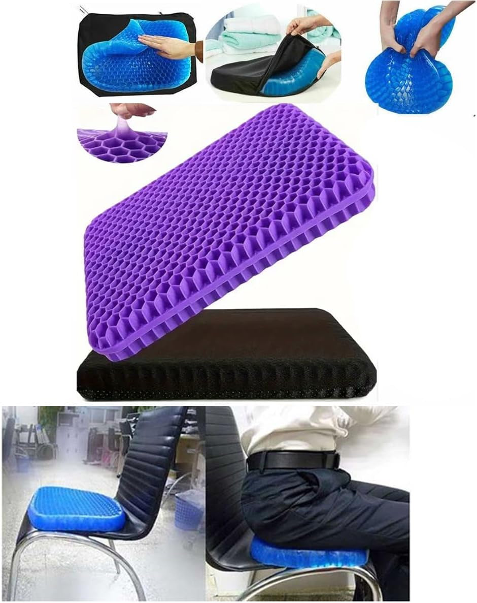 1 X GEL Seat Cushion with Cover -EGG Seat Cushion, Tailbone & Lumbar Support, Truck Driver, Wheelchair, Office Chair, HONEYCOMB Seat Cushion, Orthopaedic Seat Cushion Support Pad (1 Cushion)