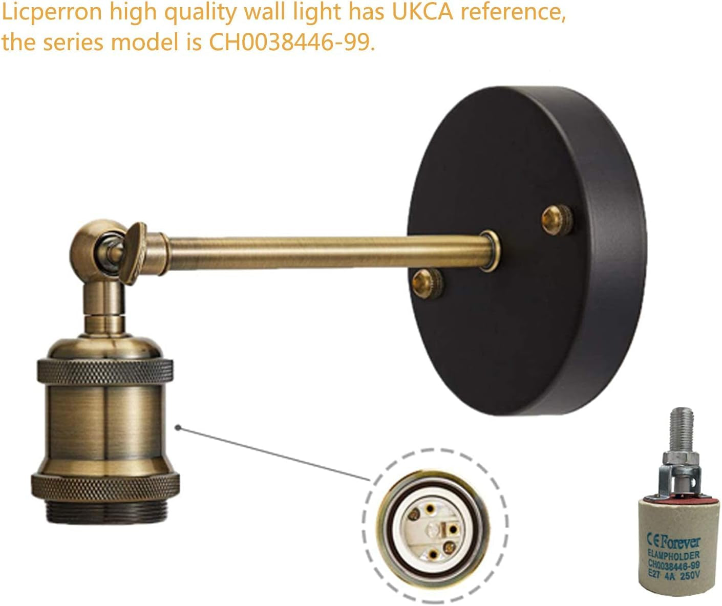 Industrial Wall Light 2 Pack, E26 Vintage Wall Sconce Lamp Fitting Fixtures with E27 Lamp Holder for Restaurant Bar Hotel Coffee Shop Decoration