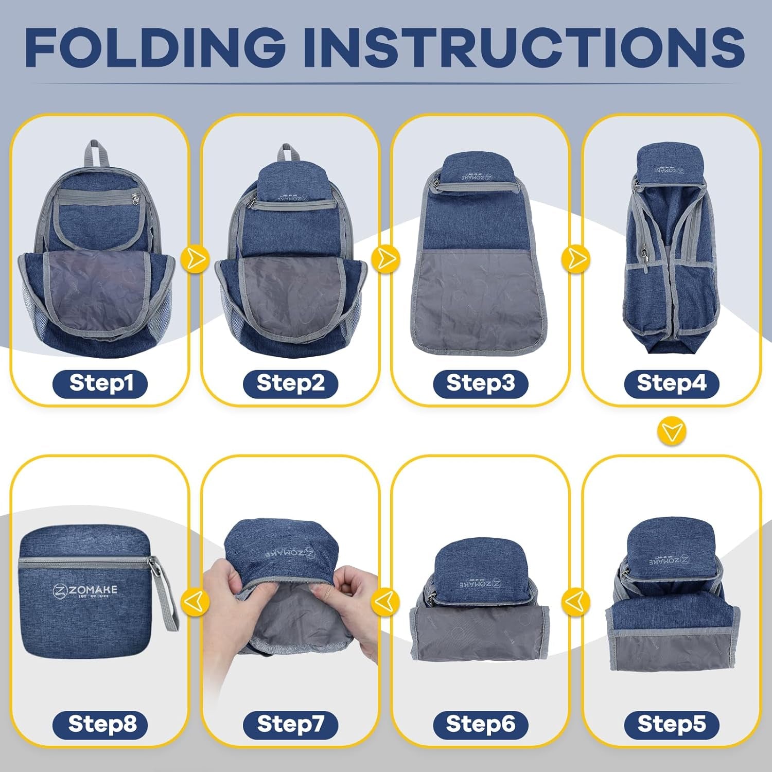 Ultra Lightweight Packable Backpack 10L, Small Daypack Light Foldable Backpacks Water Resistant Day Bag for Hiking(Navy Blue)