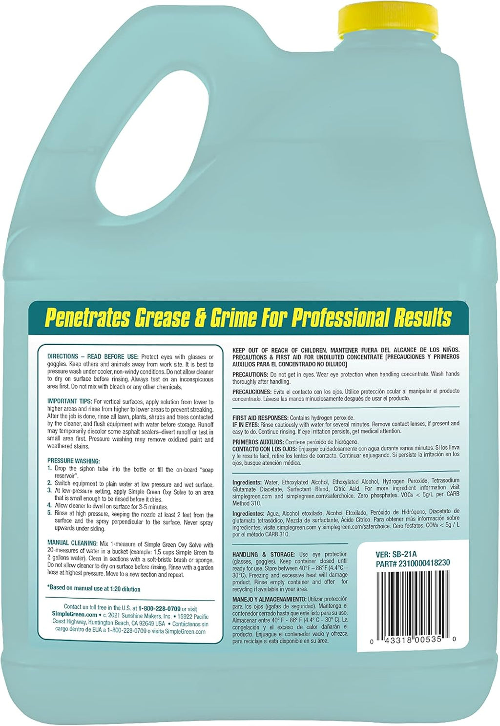 Oxy Solve Total Outdoor Pressure Washer Cleaner – 1 Gal