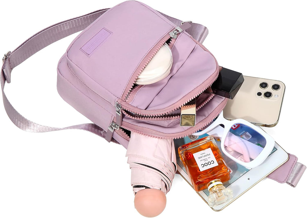 Small Sling Backpack Crossbody Sling Bag for Women, Chest Bag Daypack Fanny Pack Crossbody Bag for Hiking Traveling Outdoors - Lilac