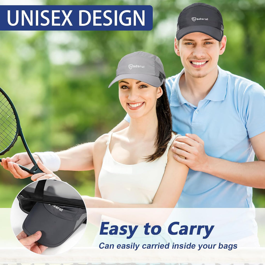 2 Packs Quick Dry Mens Baseball Cap,Sports Lightweight Running Caps Hat,Breathable Folding Mesh Adjustable Sun Hats, Summer UV Protection Outdoor Hats for Hiking Walking Climbing Fishing