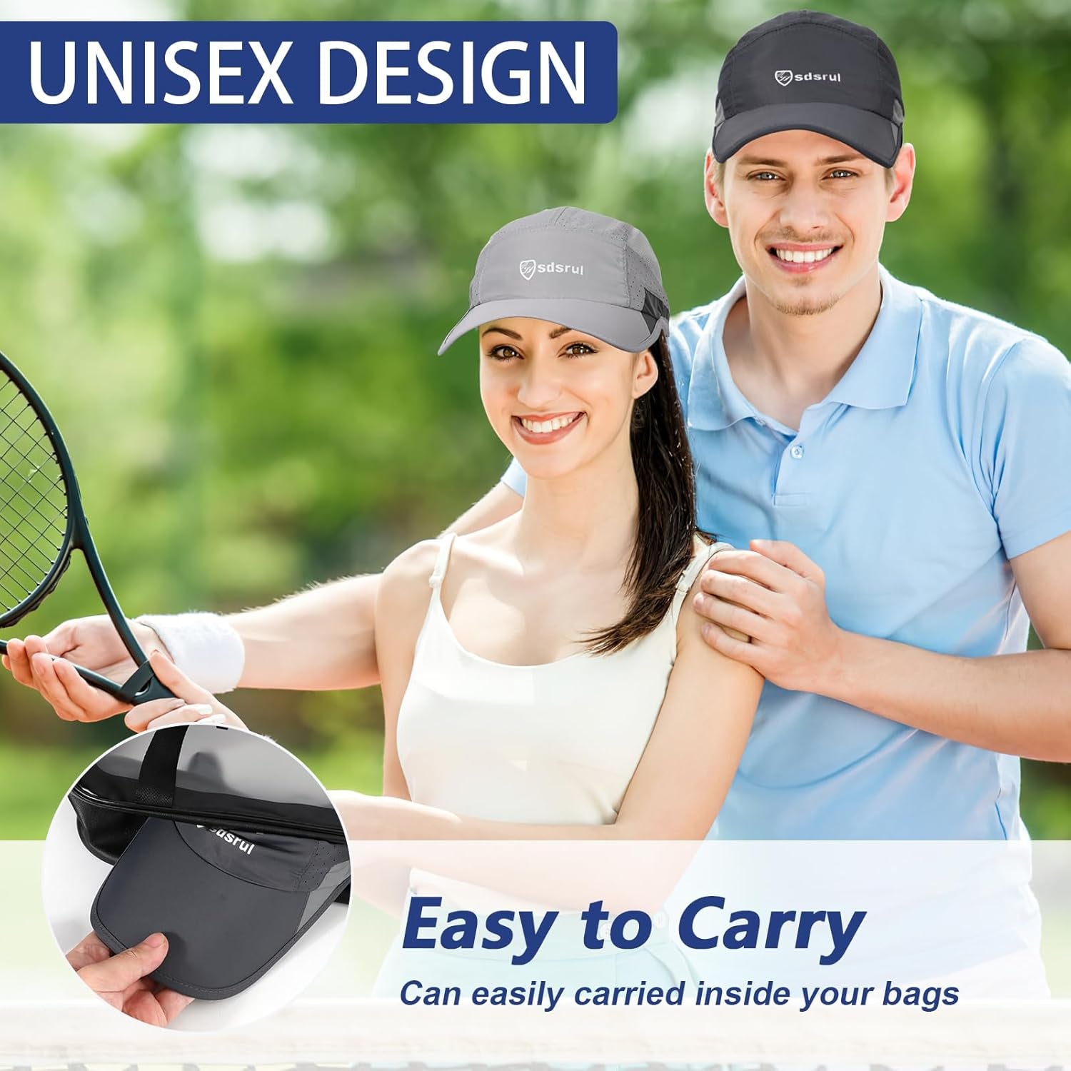 2 Packs Quick Dry Mens Baseball Cap,Sports Lightweight Running Caps Hat,Breathable Folding Mesh Adjustable Sun Hats, Summer UV Protection Outdoor Hats for Hiking Walking Climbing Fishing